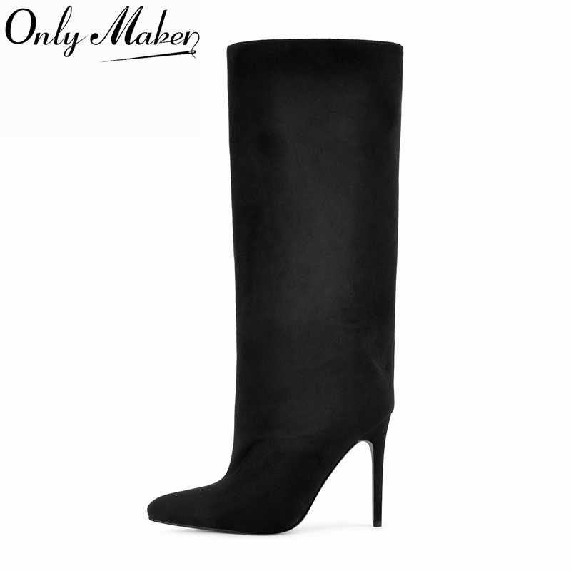 Winter Clothing Women'S - Onlymaker Black Faux Suede Knee High