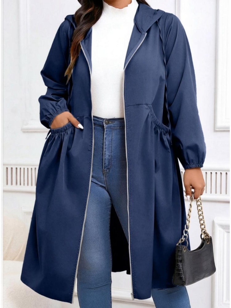 Winter Clothing Clearance - Plus Size Solid Drawstring Single Breasted