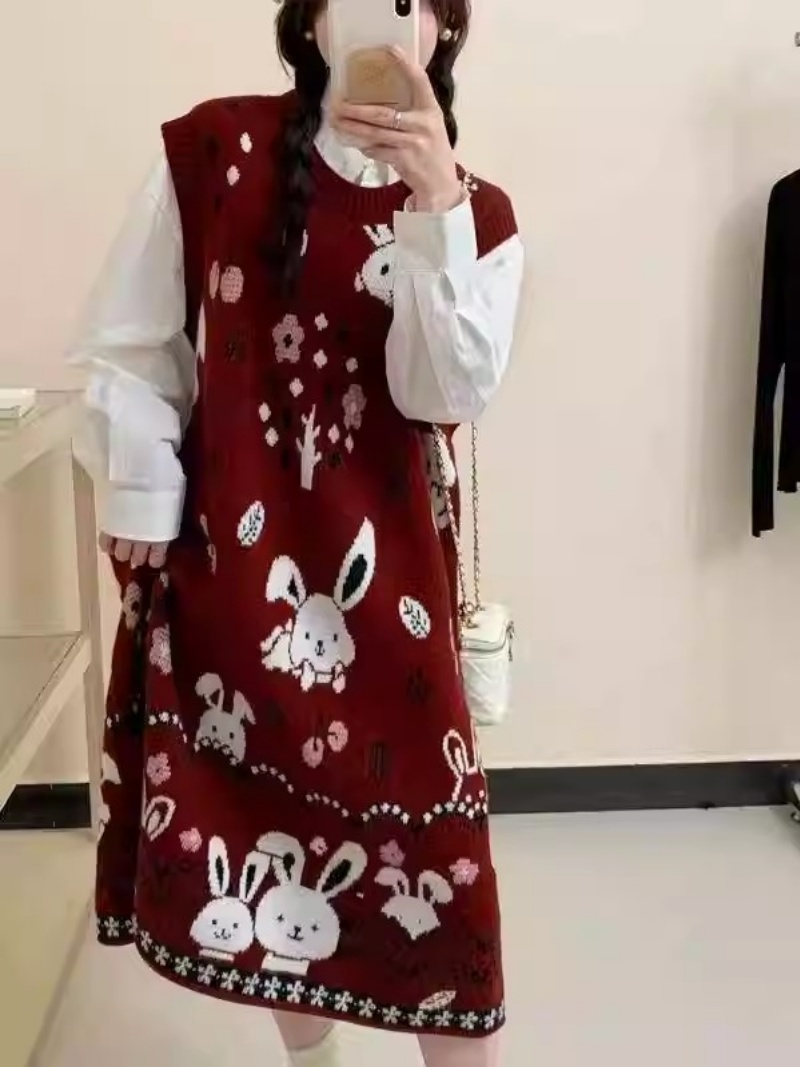 Lazy Cartoon Sweater Vest Dres - Winter Clothing Trends 2025 Women'S recension och pris