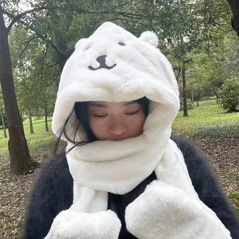 3 In 1 Plush Thick Hooded Hat  - Winter Clothing Kids recension och pris