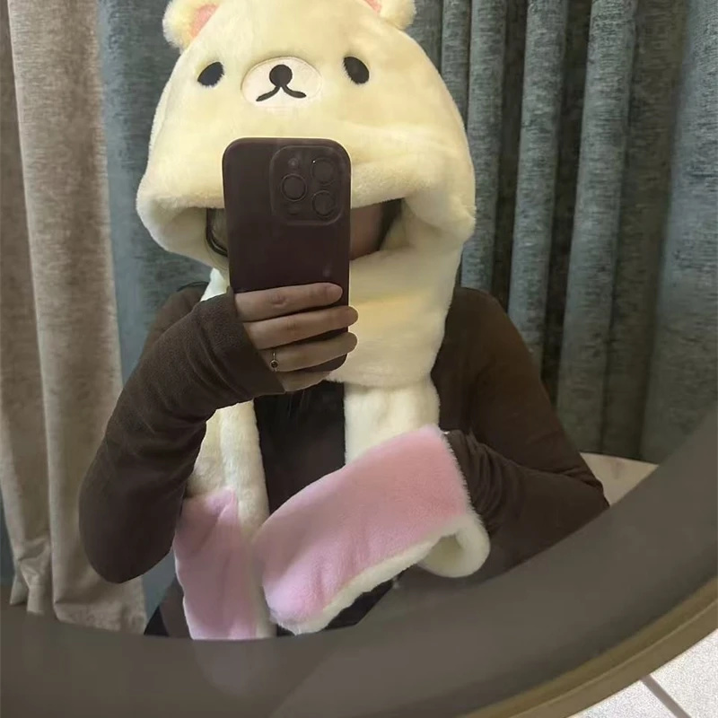 3 In 1 Plush Thick Hooded Hat  - Winter Clothing Kids recension och pris