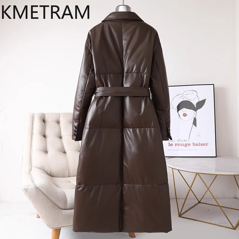 White Goose Down Genuine Leath - Puffer Jacket Women Down recension och pris